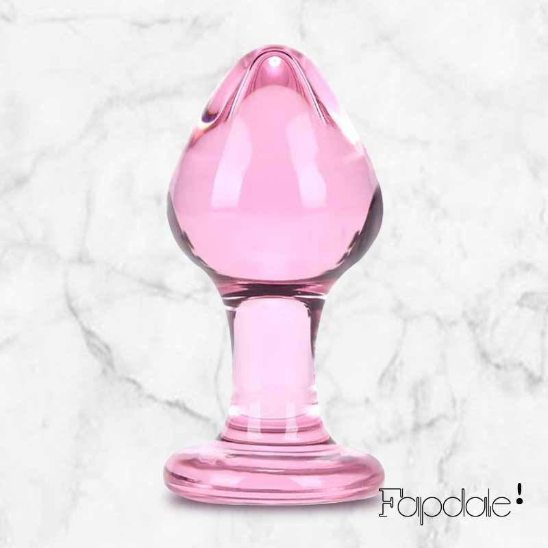 Pink Crystal Glass Butt Plug